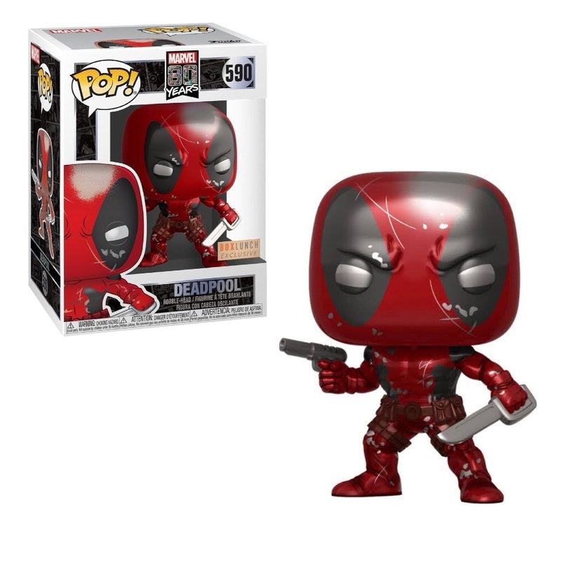 Deadpool Funko Pop 80th Aniversary Marvel Boxlunch Metalico Exclusivo